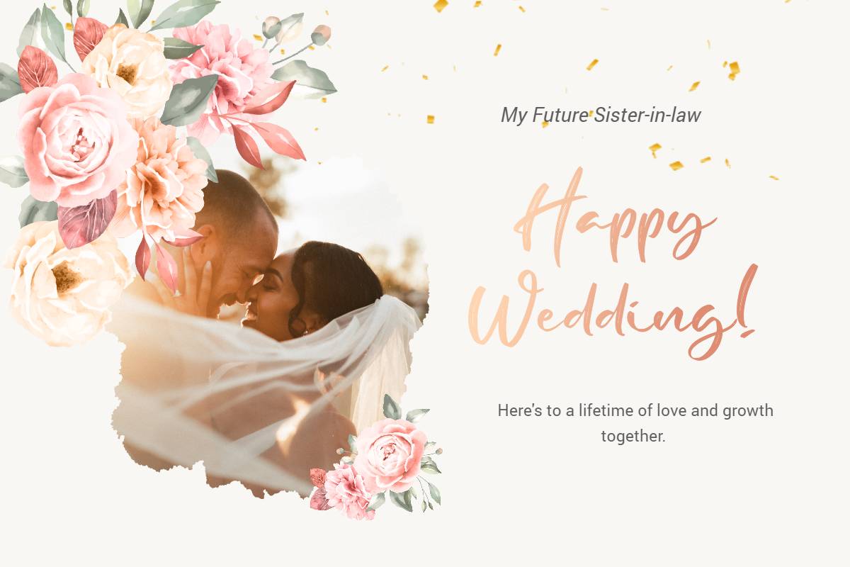 White And Pink Floral Happy Wedding Day