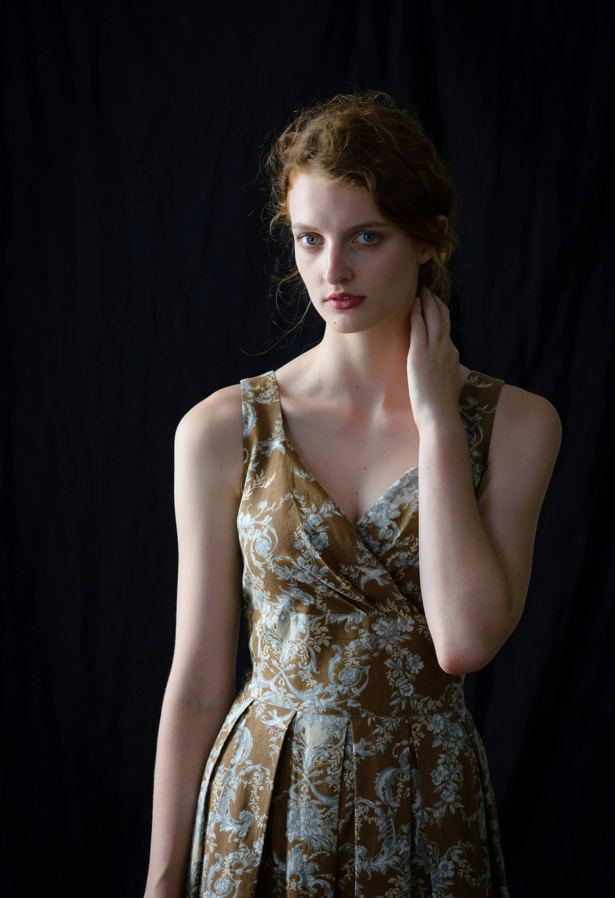 a vintage girl seeing directly at camera